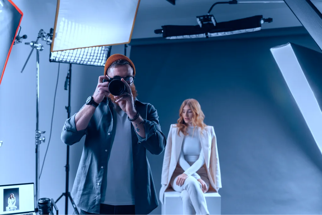 Photographer shooting a portrait in the studio